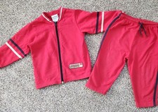Toddler boys Okie dokie lightweight Jacket  Pants set maroon Sz 18M good cond