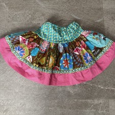 Matilda Jane Platinum Skirt Girls 4 Boho Mixed Floral Patchwork Twirl USA Made