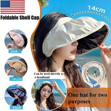 Foldable Women's Sun Visor UPF 50 Wide Brim Summer Sun Hat Anti-UV Protection