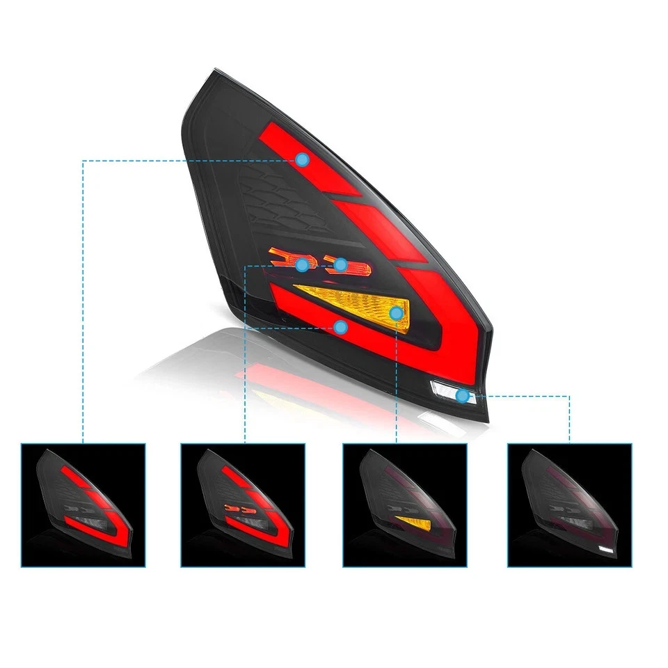 SMOKED Lens LED Tail Lights For Ford Fiesta Hatchback 2011-2019 Rear Lamp Foto 3 de 4