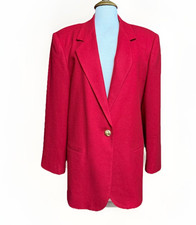 Vintage Savannah Red Wool Blazer Women  s Size 16 Classic Single Button