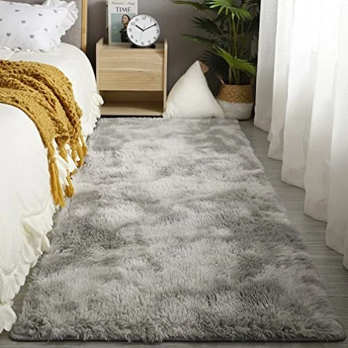 ✅ Hochflor Teppich 120x160 Grau Weiß Modern Flauschig Weich Teppich Groß - Bild 6 von 7