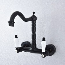 Black Oil Rubbed Brass Kitchen Faucet Bathroom Sink Mixer Tap Wall Mount ssf754