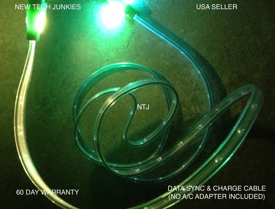 led light-up change power charger cord cable for iPhone X 8 7 6 plus 5 micro usb - Image 3 of 4