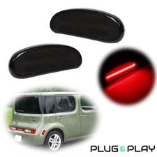 Rear SMOKED Tinted FULL Red LED Side Marker Lights For 2009-2014 Nissan Cube