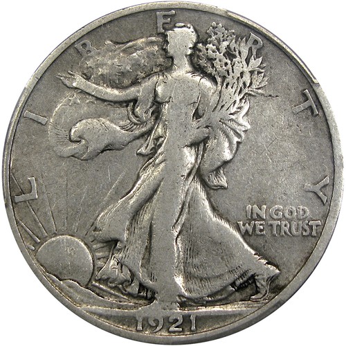 1921-S 50C PCGS F12 WALKER ~ LOOKS UNDER-GRADED & ABOUT VF!