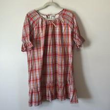 Madewell Womens Plaid Pullover Dress Short Sleeve Large NEW