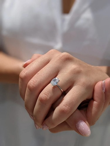 1.00 CT Oval Cut EF VS/SI Lab Grown Diamond Women's Wedding Ring 14k White Gold - Picture 4 of 6