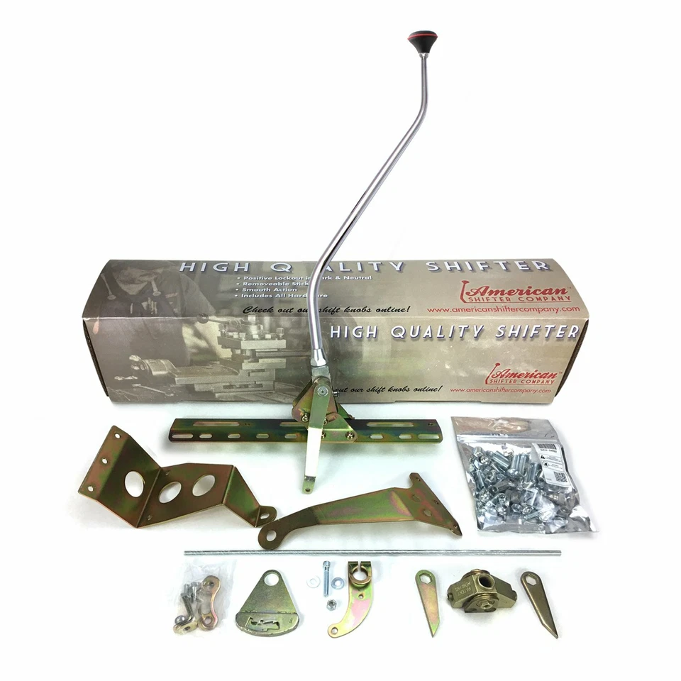 Kit de palanca de cambios de doble acción Ford C6 brazo de 23" con doble curva y perilla negra personalizada caliente Foto 2 de 4