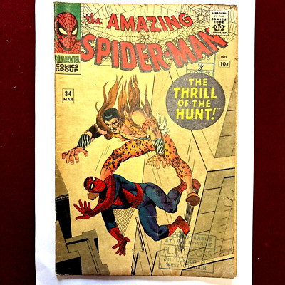 AMAZING SPIDERMAN 34# -  2nd KRAVEN THE HUNTER - DITKO MASTERPIECE - 1966