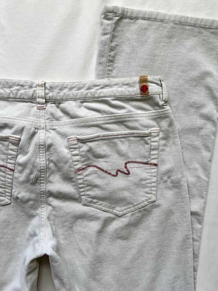 Pantalones de pana de tiro bajo crema asfalto azul Y2K Foto 3 de 4