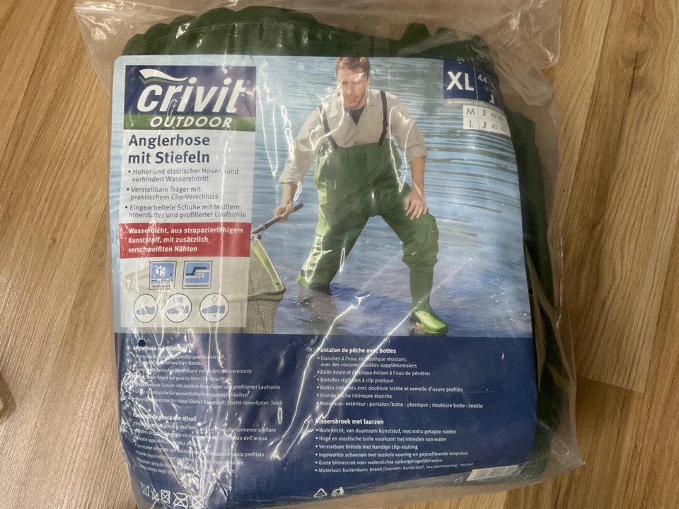 Crivit Anglerhose mit Stiefeln Watthose Gr XL 44-45 neu