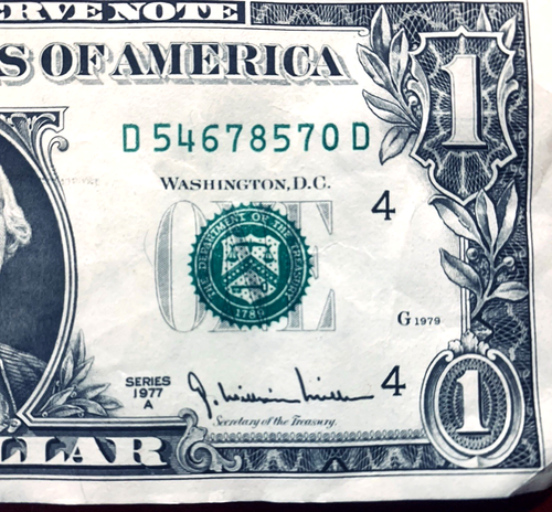 Series 1977A Old Note One Dollar Bill D54678570D