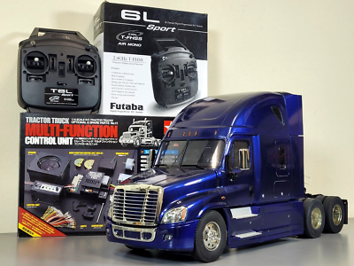 FUTABA ラジコンジャンク Tamiya R/C 1/14 Blue Freightliner Cascadia Truck+ MFC-01 LED Sound
