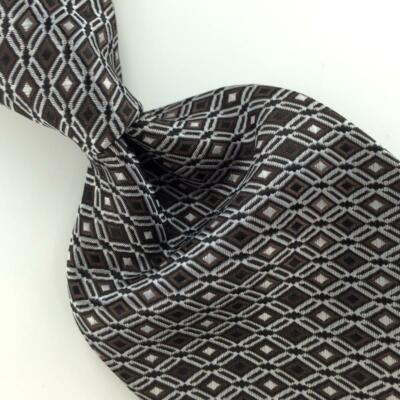 VAN HEUSEN WOVEN DIAMONDS BROWN THICK BLACK Mens Necktie Tie IP4-472 New
