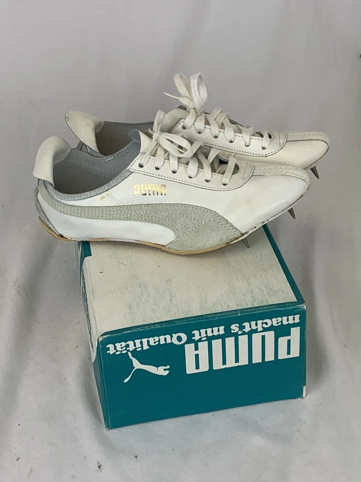 Zapatos de Pista De Colección Spikes Puma Para Hombre 6 Deadstock Gamuza Cuero Años 70 Blanco 9221 Foto 4 de 4