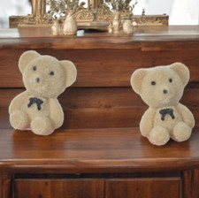 Teddy Bear Earrings Fuzzy Tan Flocked Stud Post Adorable Pierced Jewelry Gift