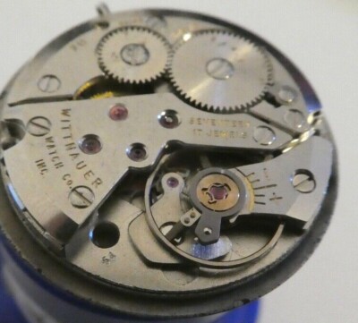 Vintage Wittnauer Watch Movement 45 with. Black DIAL 17 Jewels  (K446)