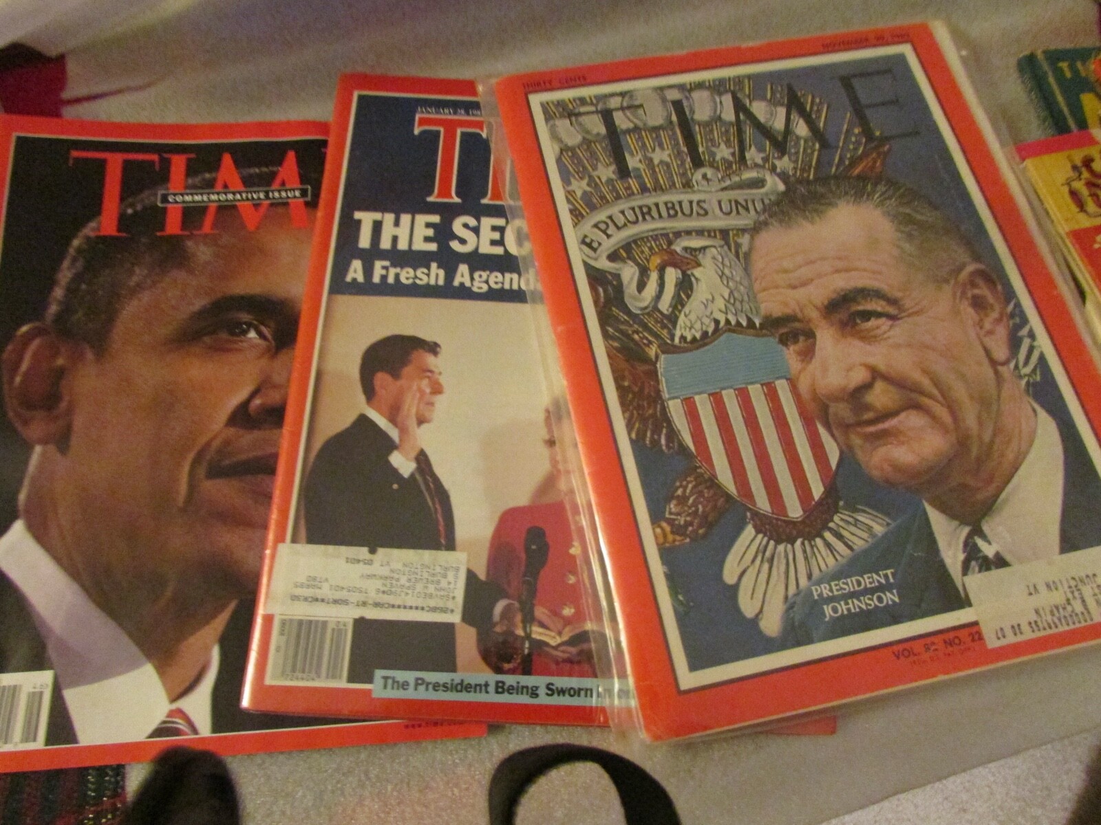 HISTORIC MAGAZINE ISSUES-OBAMA 2008,LBJ 1963, REAGAN 1985