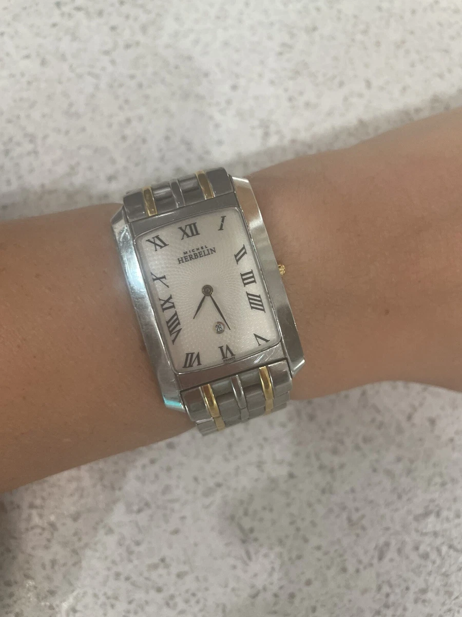 Yellow Gold Silver Michel Herbelin Vintage Watch Unisex