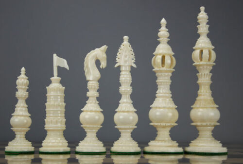 Camel bone LUXURY intricately carved collector chess pieces set-FREE SHIPPINGCNC - Afbeelding 1 van 2