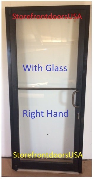 GLASS Storefront Door RH-offset pivot Bronze Anodized 3X7 w-GLASS