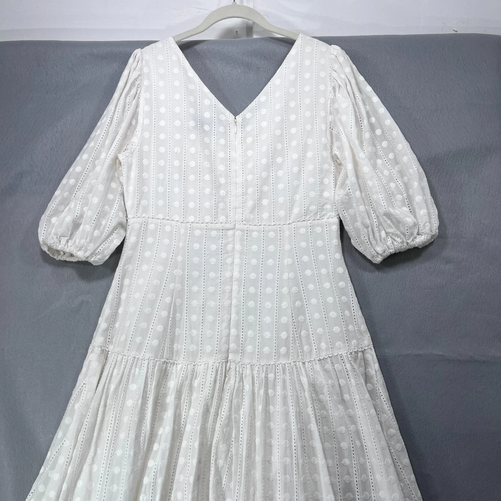 OFF WHITE Significativo Altro Abito Donna 10 Off Bianco Thalia Cottagecore Prairie Boho NUOVO