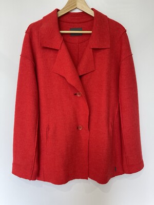 OSKA Red Boiled Wool Jacket Size UK 14/16 UK