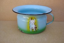 ancien pot de chambre d enfant en tole émaillé chat vers 1950 Czechoslovakia