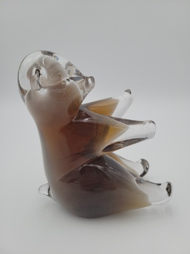 FM Konstglas Ronneby Sweden Hand Crafted Glass Brown & Clear Bear B32 - Bild 7 von 13