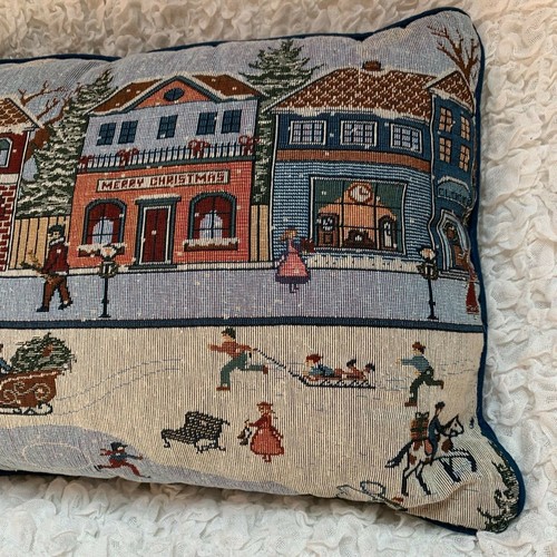 Vintage Tapestry Christmas Throw Pillow Sandy Gore Evans Made In USA - Picture 8 of 8