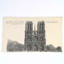 Vintage Paris Notre-Dame Cathedral Facade Black & White Postcard