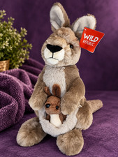 Wild Republic Kangaroo with Baby Joey in Pouch Plush 11" Stuffed Animal NWT
