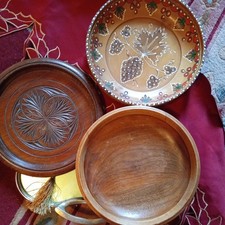 Three Vintage Wooden Bowls