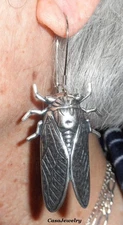 #5013ER ANTIQUED .925 STERLING SILVER PLATED CICADA EARRINGS - 1 Pr