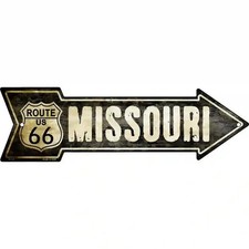 Route 66 Missouri 17x5 Arrow Metal Retro Sign Garage Man Cave Bar Diner Decor