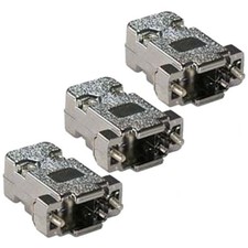 3x DB9 D-SUB 9 Pin Metalized Plastic Hood Cover Screw Type Solder Cup Connector
