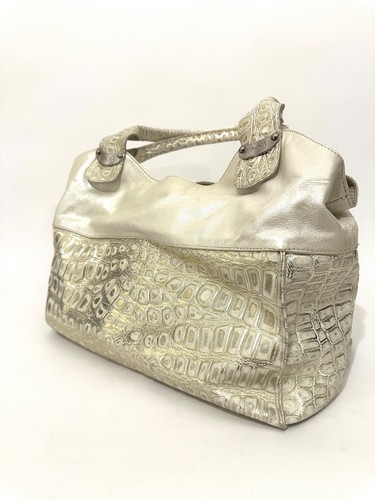 Vintage Ripani Italian Cream Metalic Crocodile embossed Leather Shoulder Bag, $40 - Photo 7