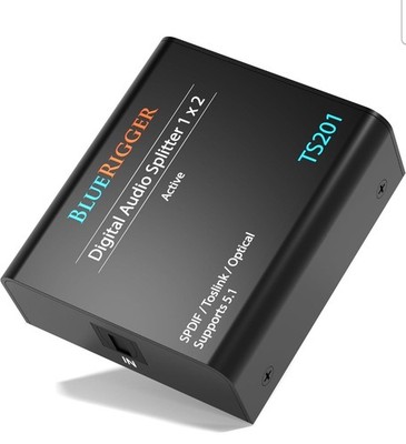 BlueRigger Digital Optical Audio Splitter (Active Toslink Splitter 1 in 2 Out, S