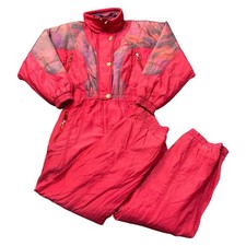 Tuta da sci Colmar vintage anni 90 retrò pezzo unico color block rosso donna media