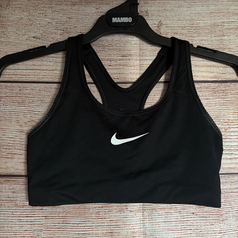 Nike Sports Bra ~ Size S Women's ~ Black Racerback Thick Elastic Underbust