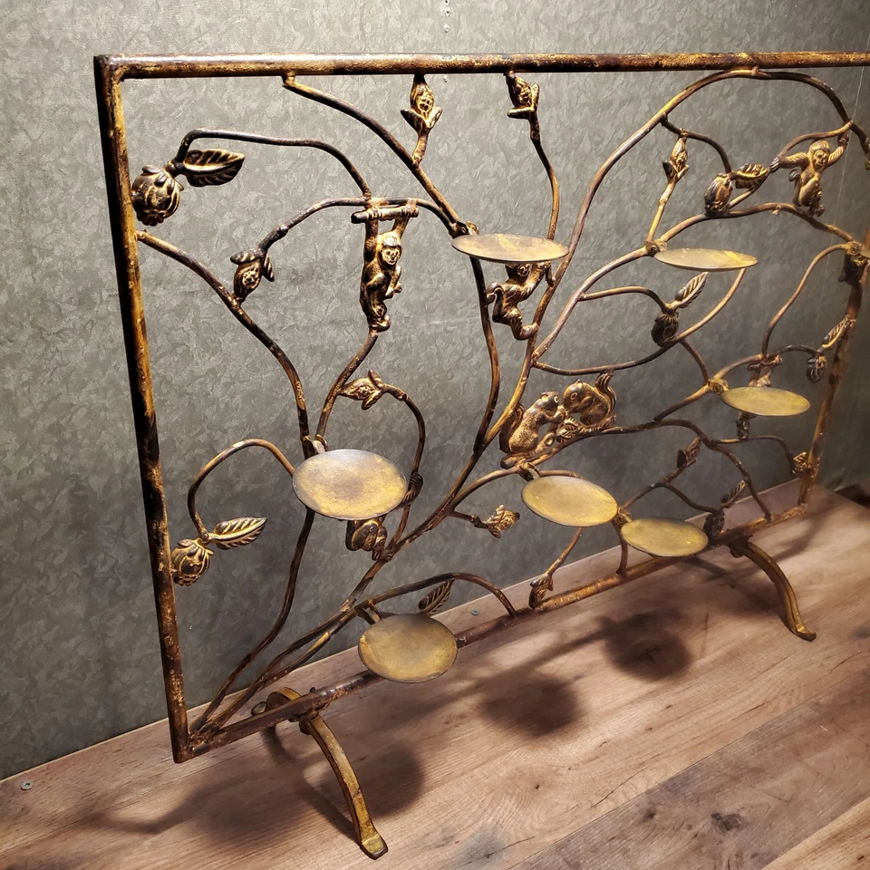 Antique India Diya Puja Candle Holder Iron Hand Forged Monkey 28"x23" In Diwali. - Image 4 of 4