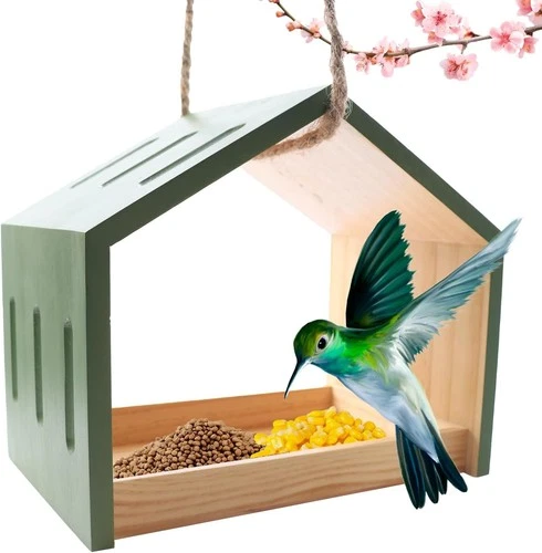 Hanging Bird Feeder Wooden Tray for Wild Birds – Outdoor