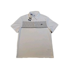 adidas Floral Chest Print SS Golf Polo Shirt Men's Size L White Gray NWT KD9364