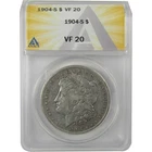 1904 S Morgan Dollar VF 20 ANACS Silver $1 Coin SKU:I21120