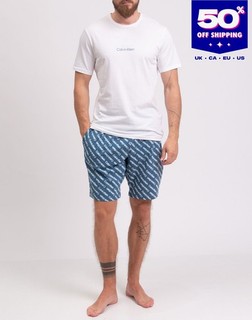 CALVIN KLEIN SLEEPWEAR Pyjama Set Size M Logo Short Sleeve