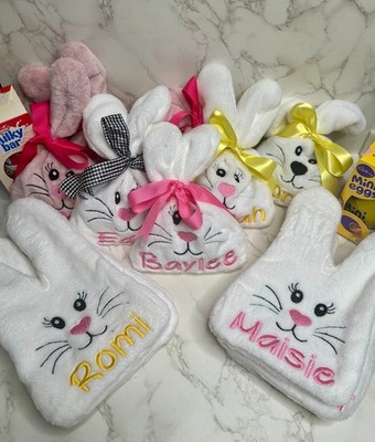 Osterhase Leckerlibeutel personalisiert & bestickt Ostereiersuche Tasche (ungefüllt)