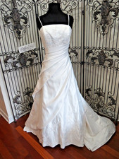 CA41W MON CHERIE IV SZ 12 BEADED DET STRAPS WEDDING GOWN DRESS LONG TRAIN