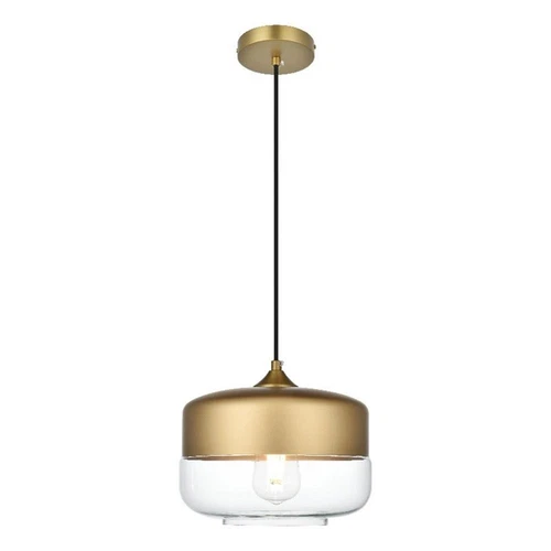 Living District Ashwell 10" Pendant Clear Shade In Satin Gold - Picture 1 of 10