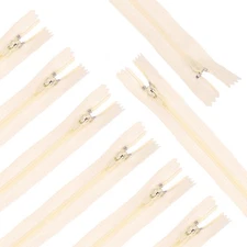 20Pcs 9.3" Nylon Coil Zippers, #3 Closed End Jacket Zippers, Cream